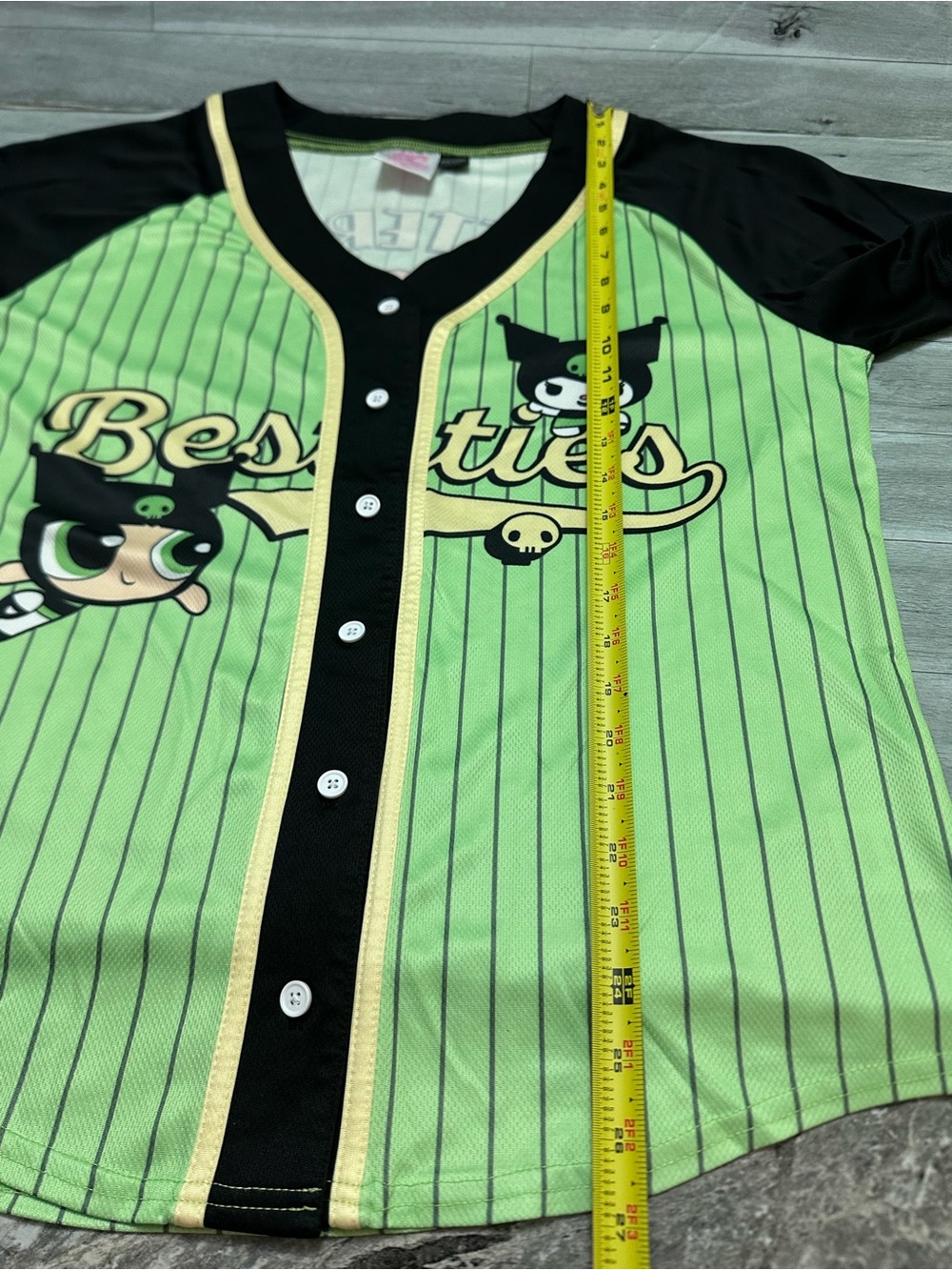 Hello Kitty Kuromi-Powerpuff Green Kuromi 'Besties' Baseball Cat Jersey - Picture 7 of 11
